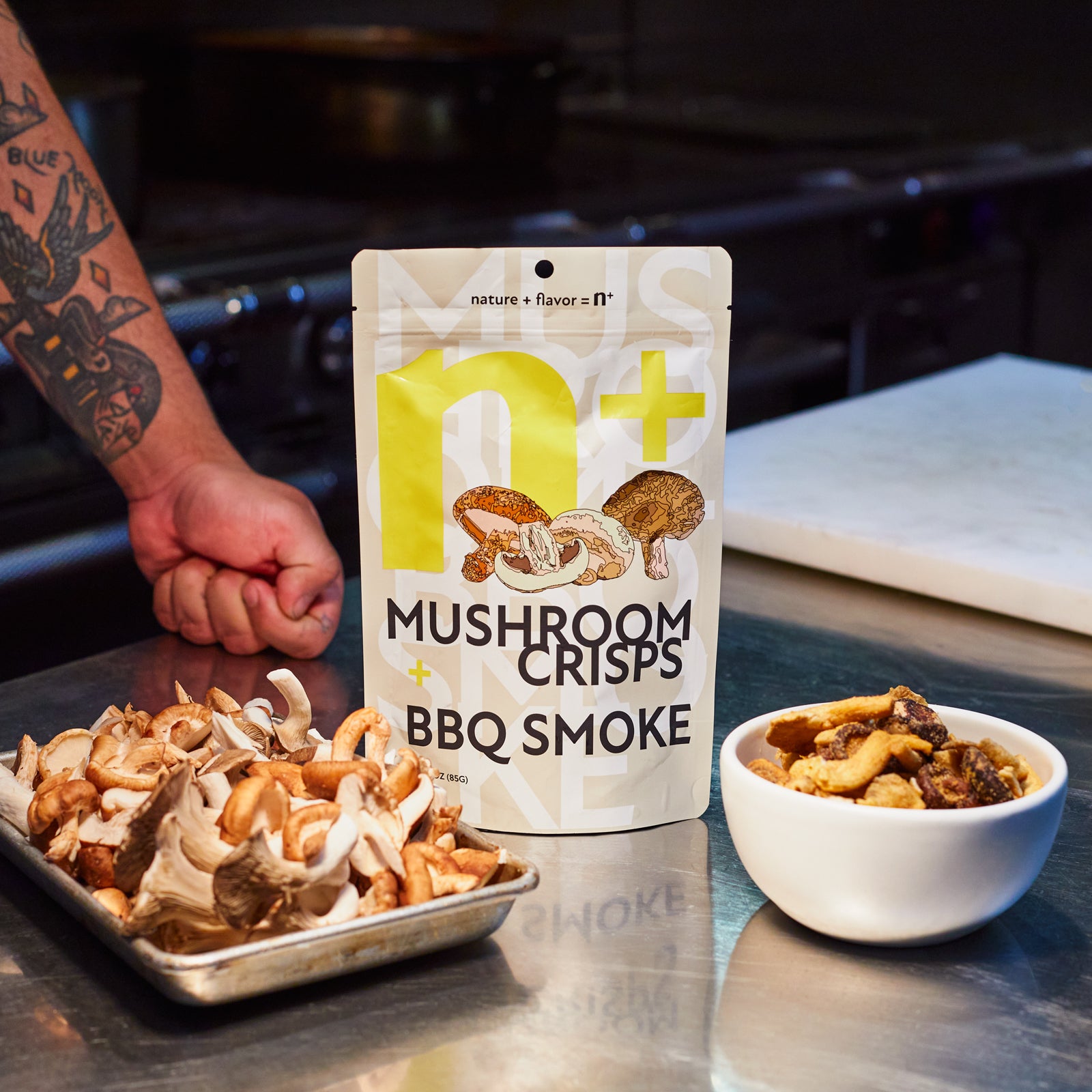 Mushroom Crisps + BBQ Smoke